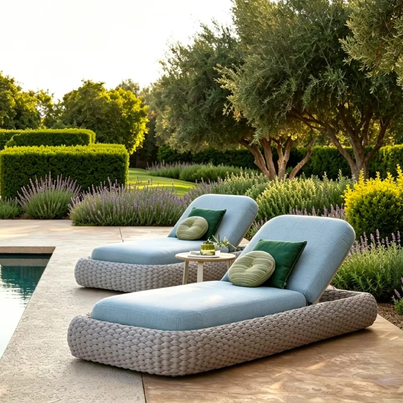 Outdoor Furniture Quick Dry - Maßgefertigte Sonnenliege mit Handgewebtem Seilgeflecht und