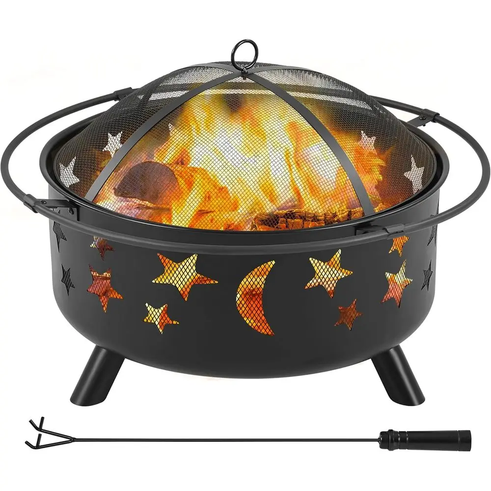 Fire Pit Bowl - Große Outdoor-Feuerstelle mit Holzverbrennungsschale für Terrasse
