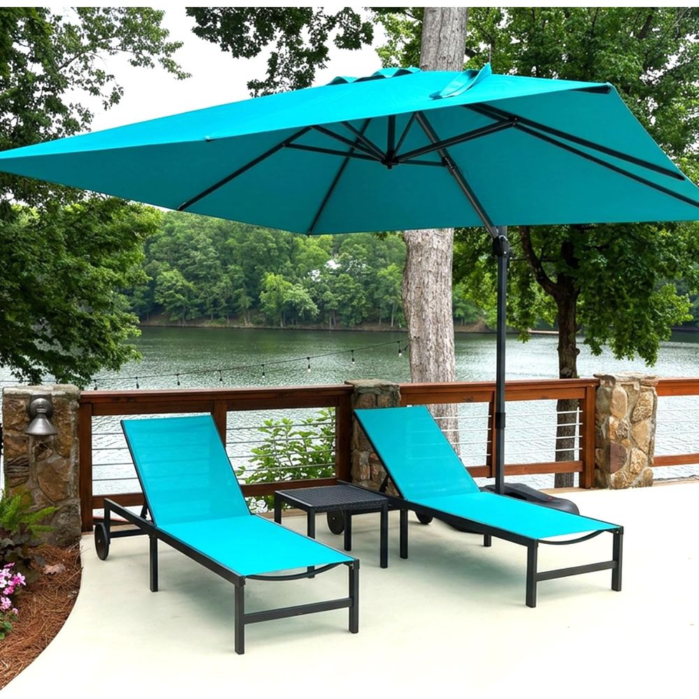 Outdoor Furniture Quick Dry - Set mit Rollen und Tisch, Türkisblau