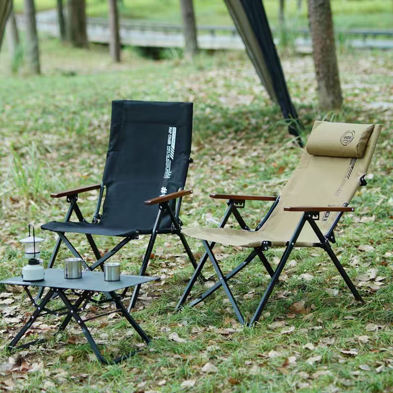 Outdoor Furniture Lounge Chair - Klappbarer Hochlehner-Strand- und Campingstuhl, 4-fach verstellbar,