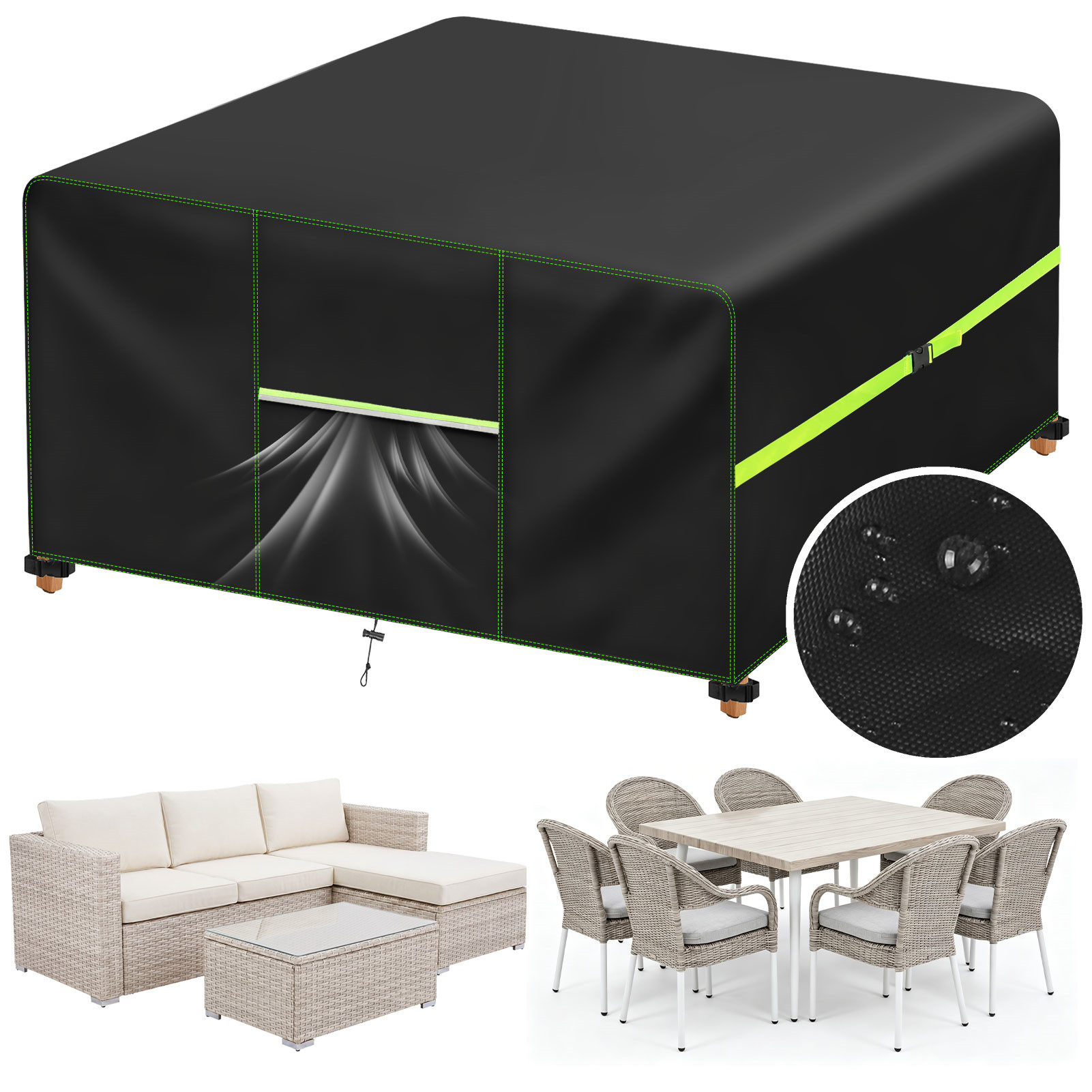 Outdoor Furniture Weatherproof - Gartenmöbel-Abdeckung mit Lüftungsöffnung, wasserdicht, für Terrasse,