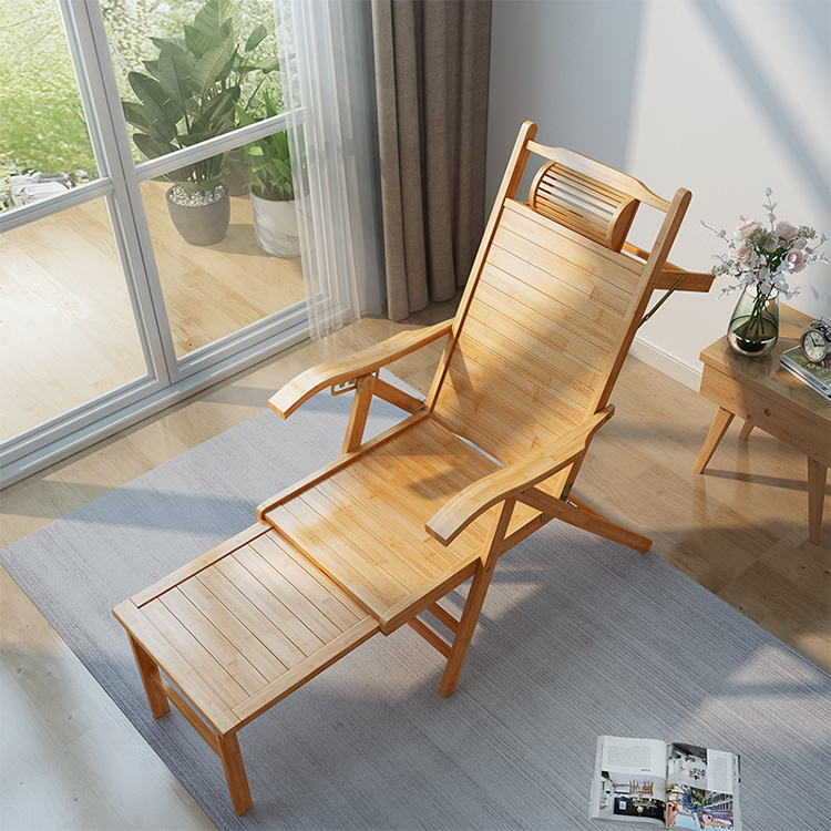 Outdoor Furniture Lounge Chair - Leichter, moderner, faltbarer Bambus-Loungesessel, Sonnenliege, Liegestuhl