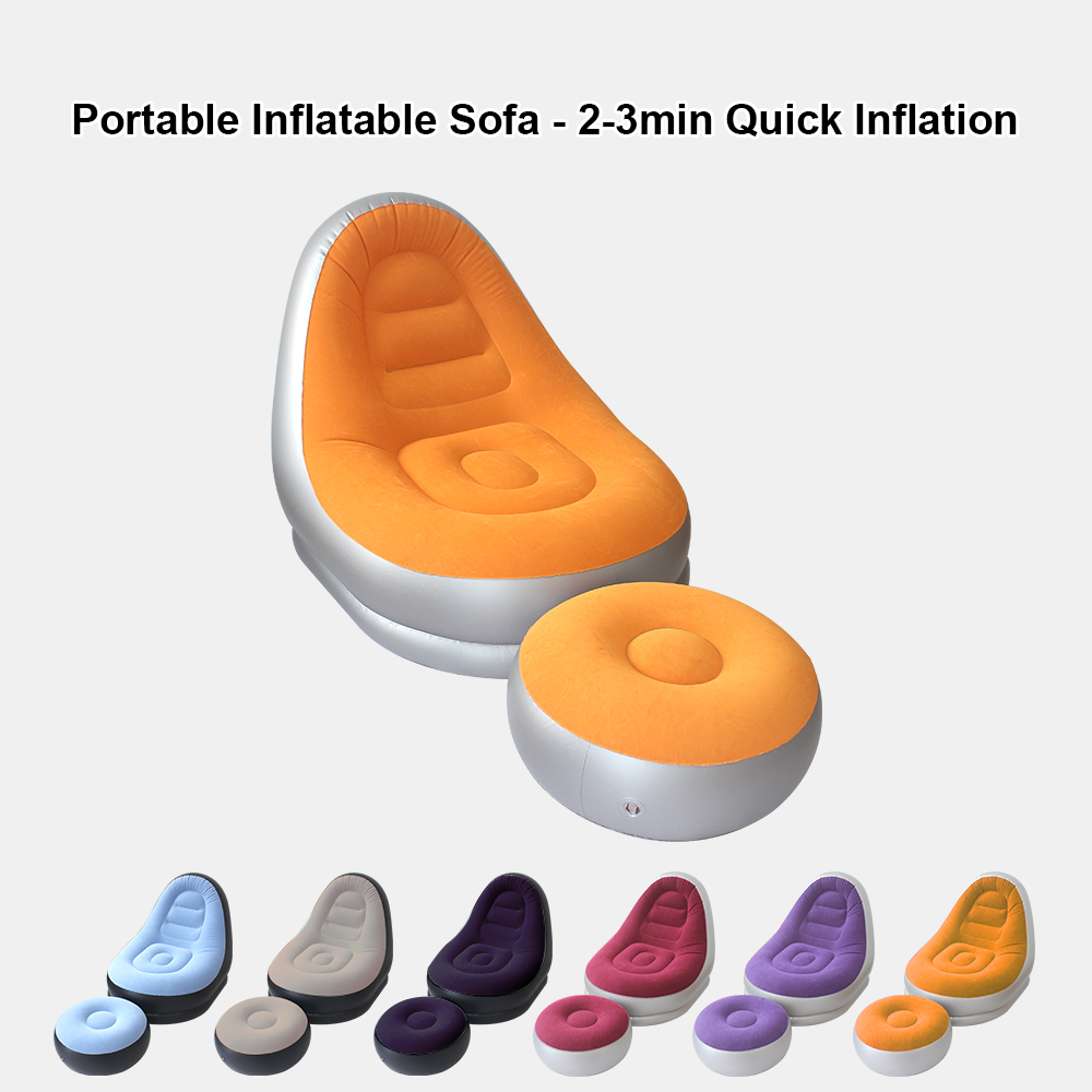 Outdoor Furniture Weatherproof - Tragbares, mehrfarbiges, aufblasbares Luftsofa-Set mit Fußhocker,