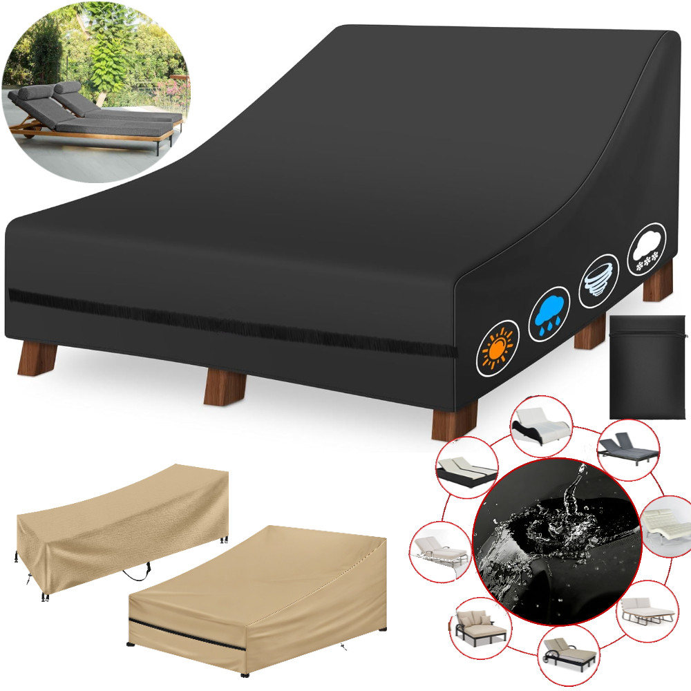 Outdoor Furniture Weatherproof - Wasserdichte Doppel-/Einzel-Liegestuhl-Abdeckung für den Außenbereich, Rattan-Tagesbett,