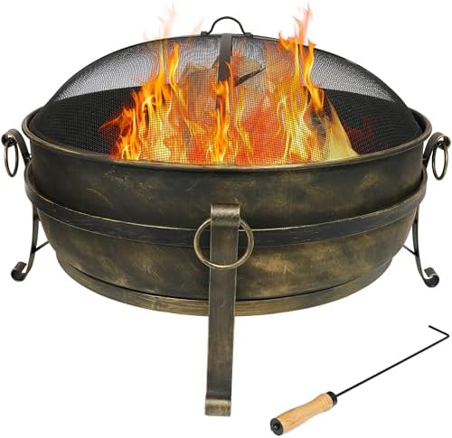 Fire Pit Bowl - 34-Zoll Stahl-Feuerschale für Draußen - Holzbefeuerter