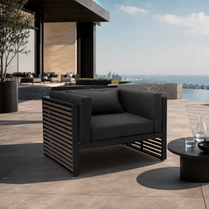 Outdoor Furniture Quick Dry - Wasserdichtes Aluminium-Einzelsofa für den Außenbereich, Architektonisches