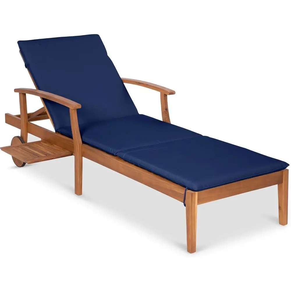 Outdoor Furniture Without Cushions - Marineblauer Chaiselongue-Stuhl aus Akazienholz mit ausziehbarem