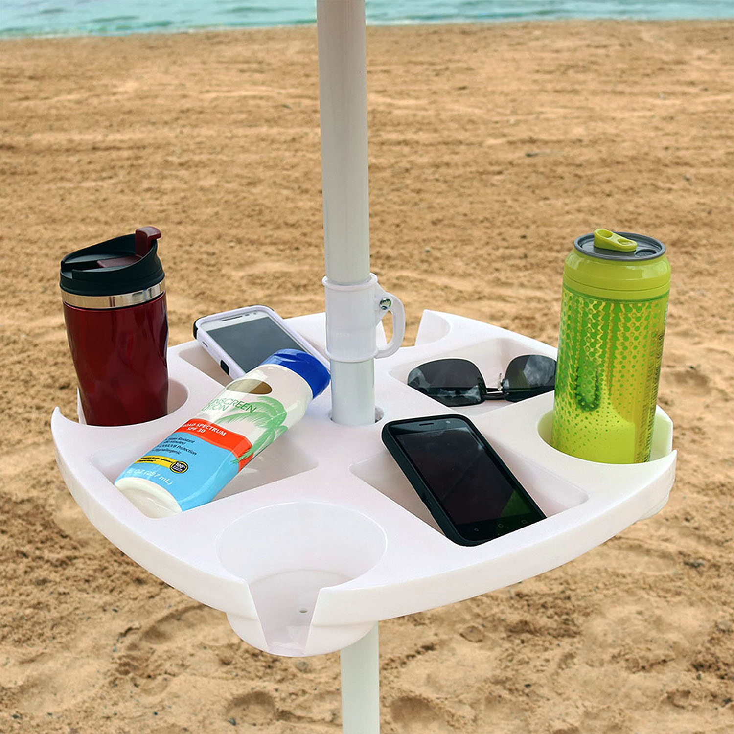 Outdoor Furniture Sunbrella - CYBeach Sonnenschirmablage, mit 4 Getränkehaltern und