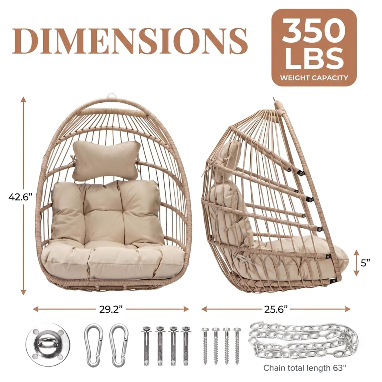 350LBS Hängesessel aus Korbgef – Outdoor Furniture Without Cushions Bewertung und Preis