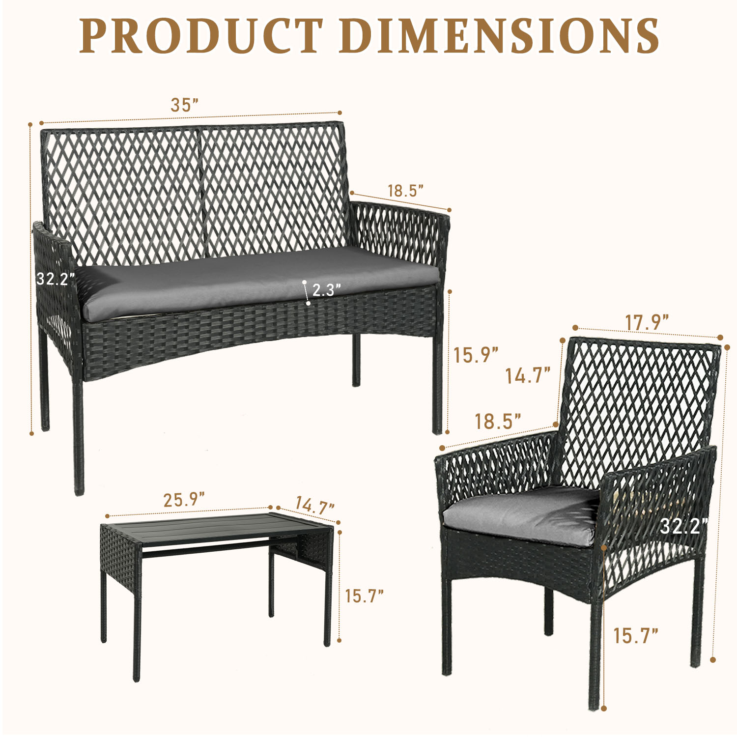 Outdoor-Gartenmöbel-Set 4-teil – Outdoor Furniture Without Cushions Bewertung und Preis